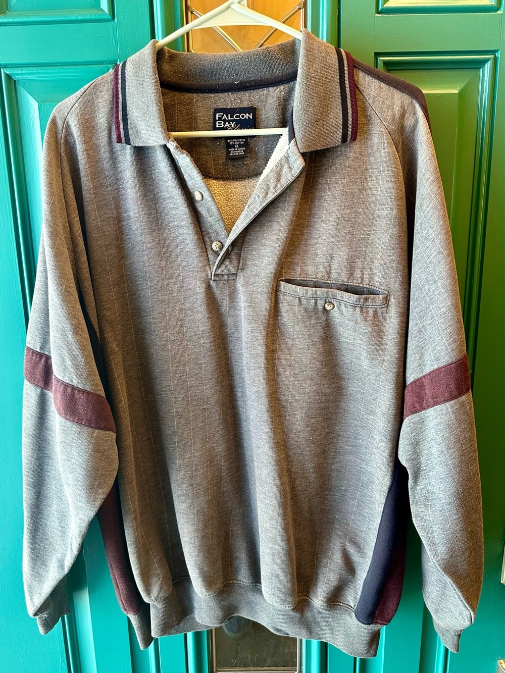 Vintage 90s Men’s Falcon Bay Colorblock Polo Style Sweatshirt